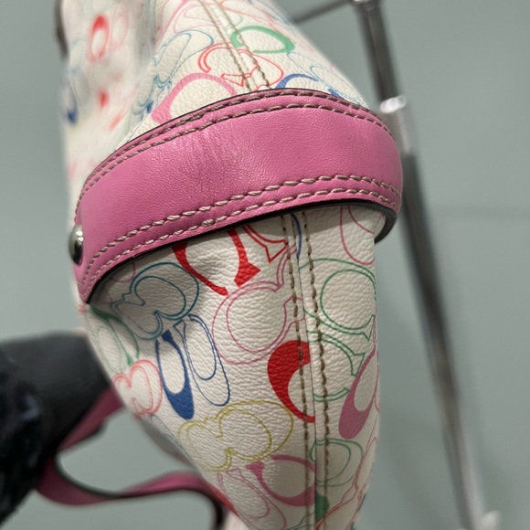 Coach Heritage Chelsea Signature shoulder bag with pink leather trim F16481 NWOT - Picture 15 of 16